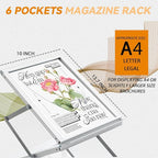 6 Pockets Aluminum Foldable Magazine Rack Floor, Brochure Magazine Display Stand, Brochure Holder, Literature Rack with Carrying Bag for Trade Shows, Exhibition, Office, Retail Store