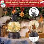 Christmas Snow Globe Lantern - Lighted Musical Water Globes with 6H Timer, Glittering Swirling Santa & Gnomes Scene, Battery/USB Powered Holiday Decoration for Indoor Christmas Decor & Gifts