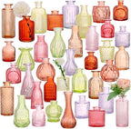 38 Pack Colorful Glass Bud Vase Set, Small Colored Vintage Vases for Centerpieces, Decorative Flower Vases for Wedding Home Table Decor