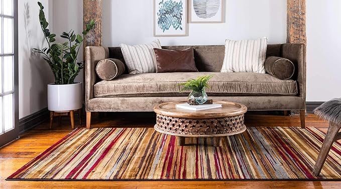Unique Loom Barista Collection Area Rug - Icatu (9' x 12' Rectangle, Beige/ Brown)