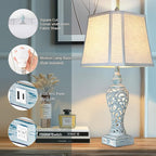 Table Lamp Bedside Lamps Set of 2, 28.5'' Luxsight Farmhouse Table Lamps for Bedroom, Lamps for Nightstands with Night Lights, with USB C+A Ports, Rustic Lamp for Living Room, Bulb Included