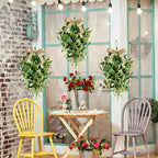 2 PCS 24'' Eucalyptus Teardrop Swag Wreaths Spring Summer Greenery Teardrop Swags for Front Door Artificial Farmhouse Green Hanging Swags with Berry Ribbon for Wedding Porch Wall Window Cabinet Decor