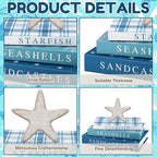 Thyle Summer Fake Decorative Books Set Wooden Starfish Table Signs Beach House Decor Faux Ocean Decoration Books for Farmhouse Coastal Summer Living Room Bedroom Office Bookshelf Decor