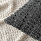MIULEE Pack of 2 Corduroy Decorative Throw Pillow Covers 24x24 Inch Soft Boho Striped Pillow Covers Modern Farmhouse Home Decor for Sofa Living Room Couch Bed Dark Grey