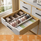 Bamboo Drawer Dividers,17-22" Adjustable Kitchen Drawer Organizer for Clothes,6 Pack Expandable Drawer Organization Separators for Bedroom,Bathroom,Dresser and Office,White