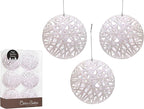 Christmas Traditions 4 inch Glittered Iridescnet White Rattan Ball Ornaments Hanging Tree Decorations (Set of 6) (Iridscent White), Large