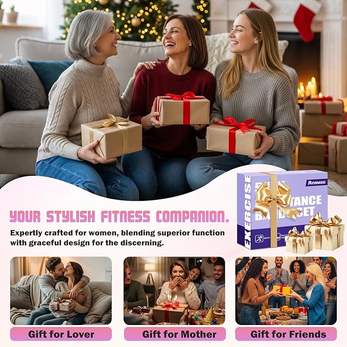 Resistance Bands with Handles for Women, Exercise Bands Set for Physical Therapy Yoga Pilates, 5 Level Workout Bands for Working Out with Door Anchor, Home Gym Fitness Equipment