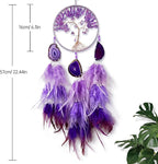 Large Dream Catcher,Sun Dream Catchers with Chakra Gemstone Agate Stone,Purple Crystal Tree Life,Dream Catcher for Girls,Dream Catchers for Adults,Home Ornaments Craft Gift (Purple)