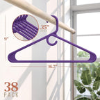 NEATERIZE Thick Heavy Duty Hangers - Purple Plastic Clothes Hangers 38 Pack - Great for Coat Hanger, Jackets Jeans & Suit Hanger for Closet, New Apartment Essentials Percheros Ganchos para Colgar Ropa