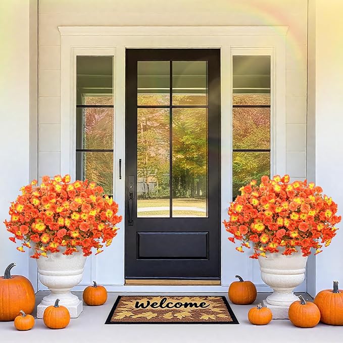 MARTINE MALL Artificial Fall Flowers for Outdoors, 24 Bundles Faux Fall Flower for Outdoor Planters UV Resistant Fall Flowers Artificial for Outdoors Fake Autumn Petunia for Front Porch(Mixed Color)