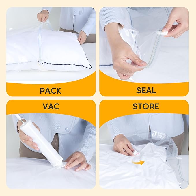 Simple Deluxe 10 Jumbo Vacuum Storage Bags, Space Saver Bags, Vacuum Seal Bags with Hand Pump for Comforters, Blankets, Bedding, Pillows and Clothes