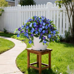 Artificial Flowers for Outdoor, 2 Bundles UV Resistant Fake Plants Decoration Realistic Faux Silk Flowers No Fade Plastic Flowers for Outside Planters Home Porch Patio Yard Garden Decor