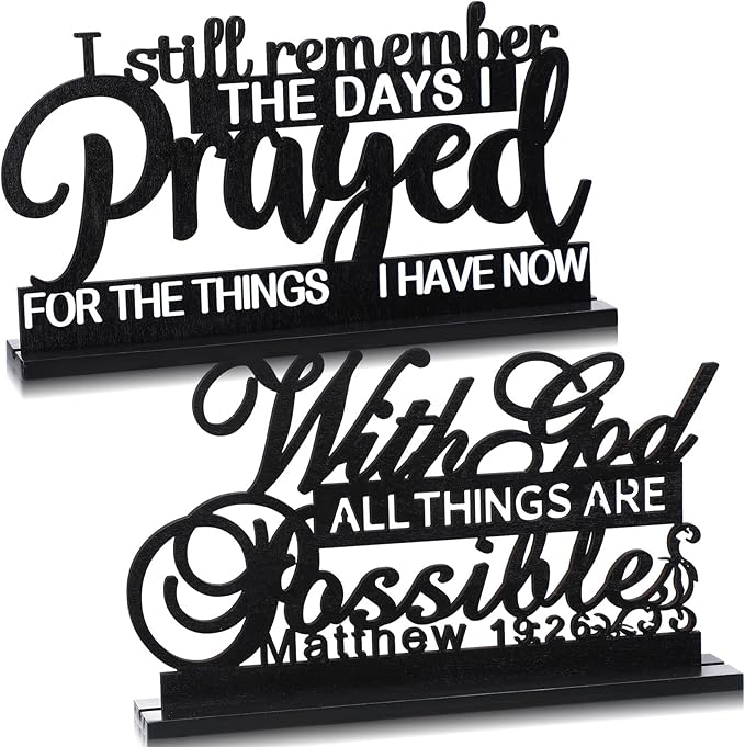 Jetec I Still Remember The Days I Prayed Sign Inspirational Table Blessed Signs Motivational Decor Farmhouse Table Home Centerpieces Faith Wooden Shelf for Living Room Office(Stylish Style)