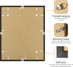 24x30 Picture Frame 3 Pack - Black Poster Frame Display Pictures 18x24 with Mat or 24 x 30 Without Mat for Wall Hanging Horizontal and Vertical