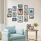 Vittanly 15 Pack Picture Frames Collage Wall Decor for Mounting or Tabletop Display, Gallery Frame Set for Family, Multi Sizes Including 3pcs 8x10, 6pcs 5x7, 6pcs 4x6, Black