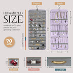 Hanging Jewelry Organizer Storage with Hanger Metal Hooks Double-Sided Jewelry Holder- Wall Mount Holder for Earrings, Necklaces, Rings on Closet, Wall, Door, 1 piece, Large, Pink
