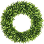 DDHS 32 inch Boxwood Wreath, Artificial Large Summer Wreaths for Front Door with Yellow Cloth can DIY Shaped, Spring or Summer Wreaths for Hanging in the Shop, Farmhouse, Roof Green Wreath Decoration