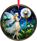 2025 Christmas Ornaments, Christmas Tree Ornaments Acrylic, Faux Stained Glass Effect White Elephant Gifts Exchange, Unique Suncatcher Xmas Stocking Stuffers for Women, Men (Fairy)