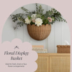 BEBE BASK Scalloped Wicker Hanging Basket - The Original Wicker Wall Decor - Hand Woven Wall Basket - Home Décor Wall Hanging Basket - Wall Storage Basket for Nursery, Living Room and Bathroom (Mocca)
