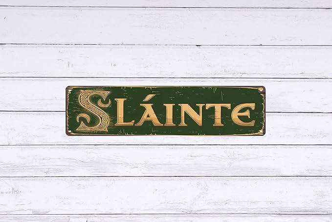 Vintage Irish Slainte Cheers Metal Sign 4x16 In Retro Beer Wall Decor For Man Cave Bar And Home Metal Outdoor Decor
