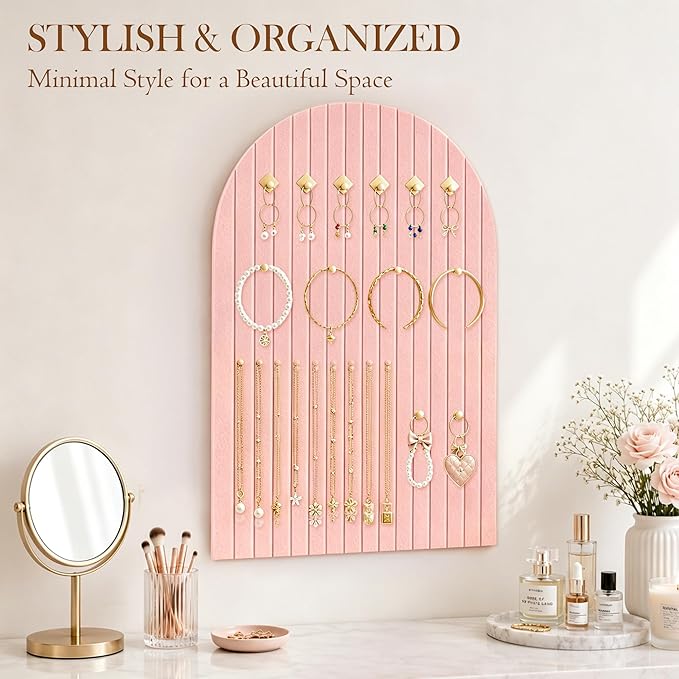 Large Cork Board for Wall & Office Decor, 36" x 24" Arched Felt Bulletin Board Pin Board Vision Board with 30 Pins – 6 Customizable Wall Tiles for Office Home Bedroom, Photo & Picture Display