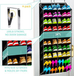 Heavy-Duty, over the door shoe organizer, Extra-Wide Large, shoe organizer, Holds 30 Pairs & Supports 100lbs, shoe rack, with Reinforced Grommets & Bamboo Rods, Fits Men's Size 12 & Boots, Black