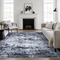 6x6 Area Rug Living Room Rug: Washable Modern Abstract Soft Thin Rug Indoor Floor No Slip Stain Resistant Carpet for Bedroom Dining Room Farmhouse Nursery Home Office - Black
