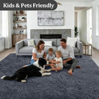 6x9 Area Rugs for Living Room Bedroom: Ultra Soft Fluffy Shag Rug Upgrade Non-Slip Non-Shedding Large Fuzzy Plush Carpet Indoor Floor Carpets for Kids Room Playroom Nursery Dorms Home Decor Grey