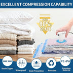 Vacuum Storage Bags with Electric Pump, 8 Jumbo Pack Space Saver Bags, Heavy Duty Reusable PA+PE Vacuum Sealer Bags for Comforters, Bedding, Blankets, Clothes, Home Organization & Travel