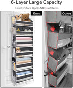 ULG Over The Door Organizer with 6 Large Pockets 12 Side Pockets, 50lbs Weight Capacity Door Hanging Organizer for Bedroom, Bathroom, Pantry, Nursery Storage, Dark Gray