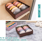 Bra Storage Drawers Organizer for Clothing Underwear Drawer Organizer Dividers Foldable Storage Cube Bins for Bra,Socks, Underwear,3 Pack （Coffee）