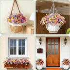 24 Bundles Artificial Flowers for Outdoor Faux Plants for Spring Summer Decoration, UV Resistant Realistic Silk Plastic Fake Flowers Garden Porch Patio Balcony Yard Front Home Decor
