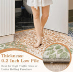 Dahlia Floral Washable Rugs, 8x10 Area Rugs for Bedroom,Boho Multicolored Ultra Thin Living Room Rug,Large Fall Soft Non Shedding Throw Carpet for Dining Room Classroom Dorm,Multi