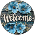 Flower Welcome Metal Sign Vintage Tin Sign Round Sign Aluminum Sign for Farmhouse Kitchen Outdoor Outside Home Backyard Wall Decor 12 Inch