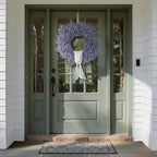 26" Artificial Lavender & Eucalyptus Wreath with Sash for Front Door, Porch, Window - Large Greenery Outdoor Wreath for Home, Farmhouse Decor - Spring, Summer, All Seasons (Purple)