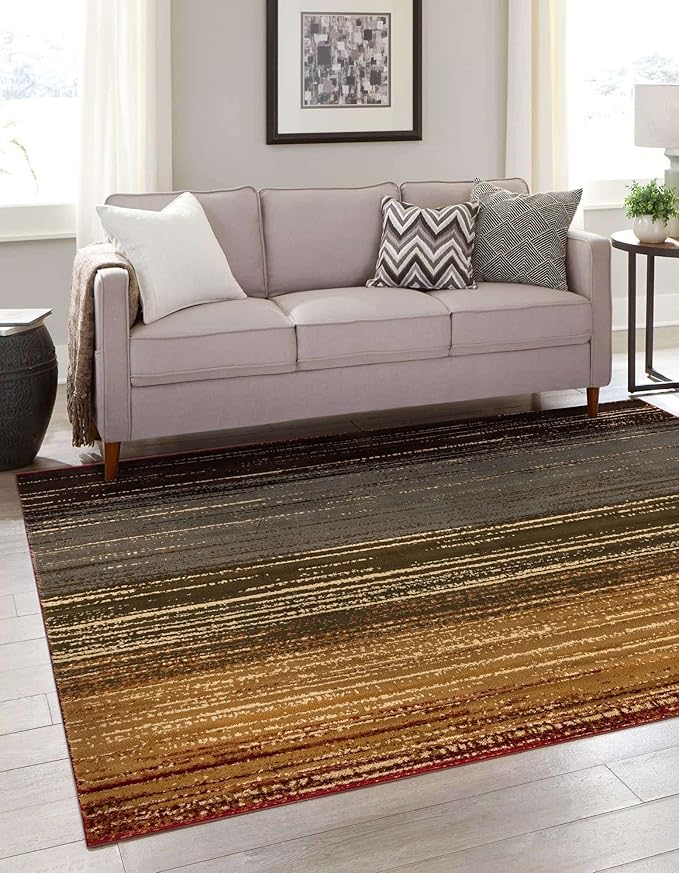 Unique Loom Barista Collection Area Rug - Mundo Nova (7' 1" Square, Beige/Blue)