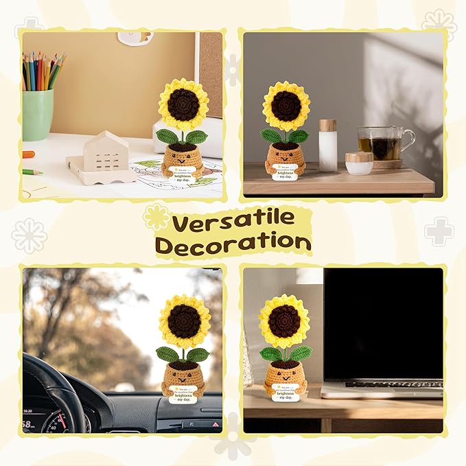Inspirational Gift - Positive Sunflower Doll Crochet - You are The Sunshine - Positive Gift for Mom, Teacher, Wife, Friend, Sister, Coworker - Mothers Day, Birthday, for Women