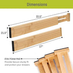 Homemaid Living Bamboo Drawer Dividers Adjustable & Expandable, Kitchen Drawer Organizer, Ideal for Silverware, Dresser Drawers Organizer or Bedroom & Bathroom Drawers Organizers (8pk)
