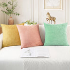 CaliTime Throw Pillow Covers Decorative 16 X 16 Inches Pack of 2 Cozy Chenille Cushion Cases for Couch Sofa Bed Living Room Home Grey Green