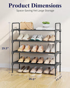 Kitsure Shoe Rack for Closet, Shoe Organizer for Front Door Entrance, Stackable Shoe Shelf, Detachable Closet Organizers and Storage, 26.6" Wide - 4 Tiers, Black