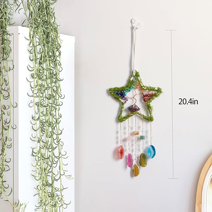 Chakra Dream Catcher Tree of Life Star Dream Catchers Crystal Suncatcher Prism Hanging Window Wall Yoga Meditation Decor Handmade Gift for Girls Boys