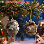 5Pcs Forest Animal Acorn Ornaments, Cozy Forest Christmas Ornaments, 2026 New Pine Cone Animal Decoration, 2DAcrylic Hanging Ornament, Woodland Creature Hanging Ornament for Home Decor