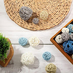 Patelai 36 Pcs Wicker Rattan Balls Decorative Balls for Vase Centerpiece Bowls Orbs Filler for Home Decor,4 Sizes(Cute Color,2.4'',2'',1.6'',1.2'')