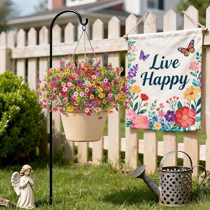 Artificial Fake Flowers Plants for Outdoor Spring Summer Decor, 12 Bundles Faux Silk Flowers for Outdoor Outside Planter Colorful Daisy UV Resistant Look Real for Front Door Porch Patio Yard
