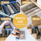 Cozy Essential Compression Bags for Travel - Travel Essentials - 12 Pack Space Saver Plastic Packaging Bags - No Vacuum Needed - Compression Packing Bags for Cruise Accessories