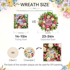 Spring Summer Wreaths for Front Door Outside, 24 Inch Peony & Rose Floral Summer Wreath with Pink Peach Farmhouse Door Decor, Spring Wreaths for Front Door, Spring Door Wreath for Front Door Outside