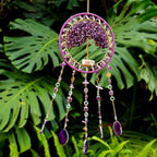 Tree Life Dream Catcher and Sun Catcher, Handmade Healing Crystal Boho Window Hanging for Home Decor, Rainbow Maker Wall Decor, for Women, Housewarming (Purple)