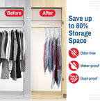 4 Pack Hanging Vacuum Storage Bags for Jackets, Clothes, Suits and Dresses – Vacuum Sealed Compression Bags with Hand Pump – Space Saver Storage Bags for Moving, Travel & Organization (2S & 2L)