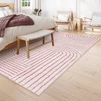 Lahome Abstract 6x9 Area Rugs, Soft Pink Rugs for Bedroom Girls, Ultra-Thin Non Slip Washable Throw Large Carpet for Living Room Dining Room Office (6'x9',Pink)