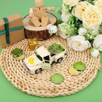 St. Patrick's Day Mini Metal Truck with Plastic Coin Vintage Diecast Pickup Tiered Tray Decor Rustic Farmhouse Shamrock Ornament Truck for St Patrick Home Shelf Table Tiered Tray Decorations